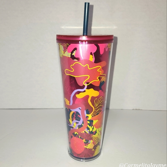 🍂 STARBUCKS 🥤 Fall Colors Leaf Like Pattern Venti 24oz Starbucks Cold Cup NWT - Picture 1 of 5